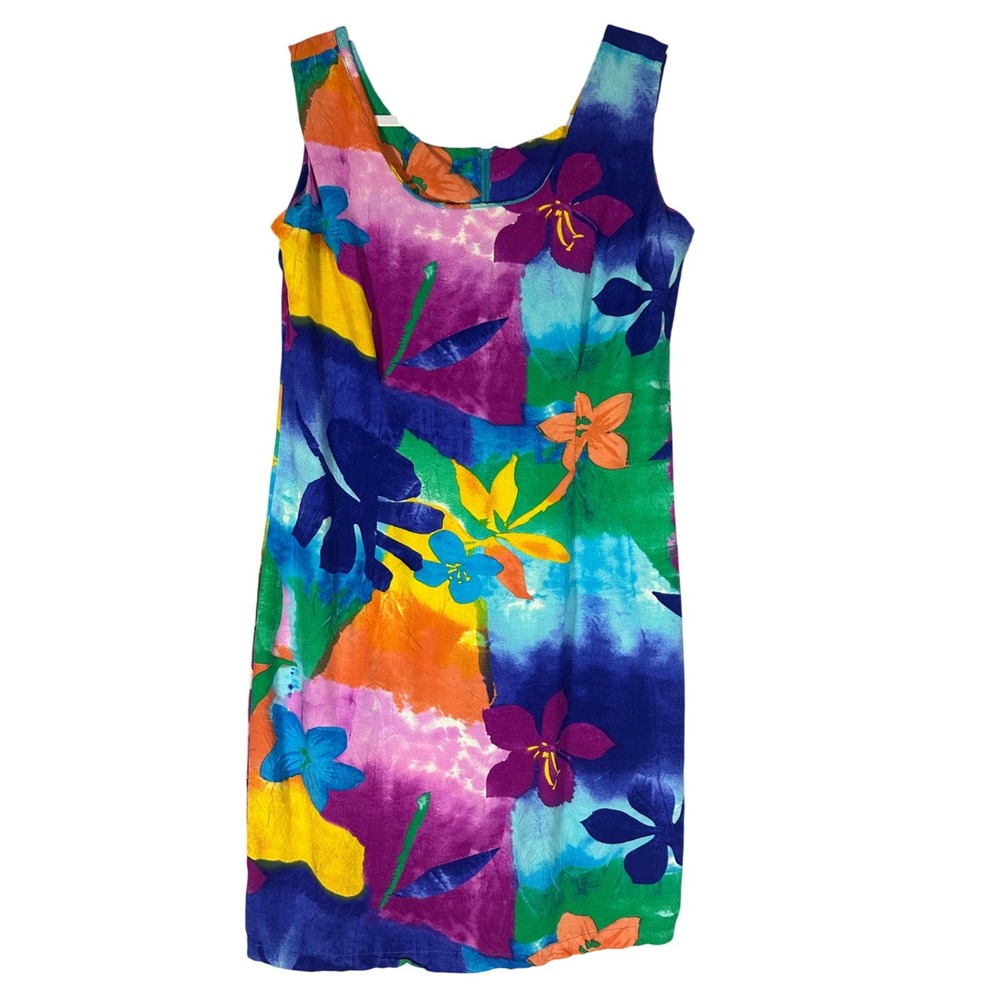 JAMS WORLD Vintage Tissue Flower Shift Dress XS Retro Y2K Hawaiian USA W304-TIFL